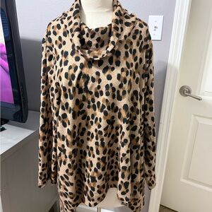 Ruby Rd | Leopard Print Cowl Neck Tunic | 2x
